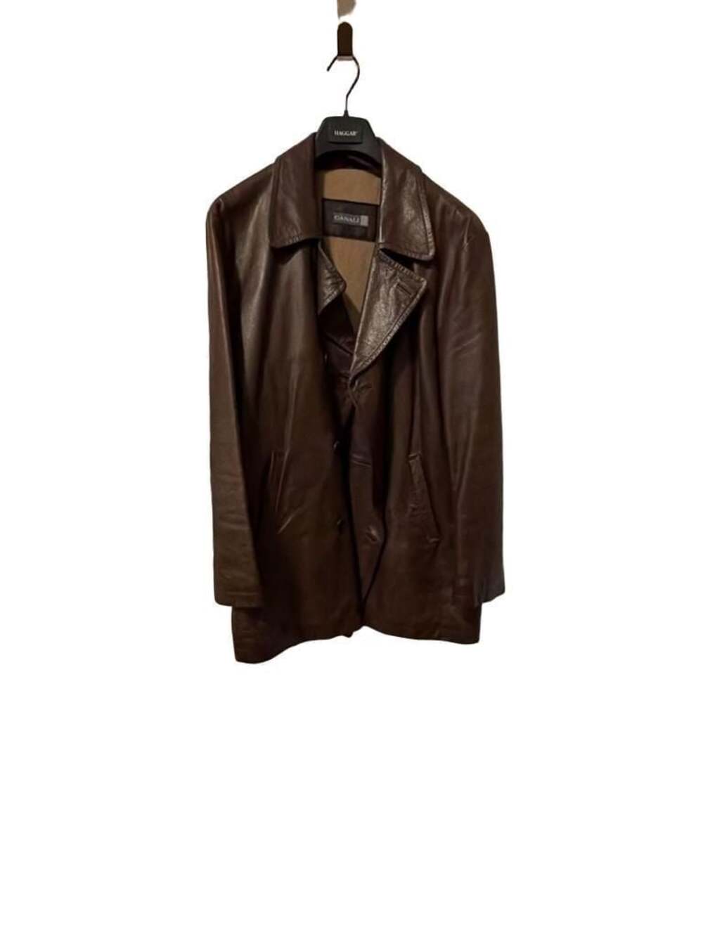 Canali Men's Luxury Brown Leather Car Coat/Jacket